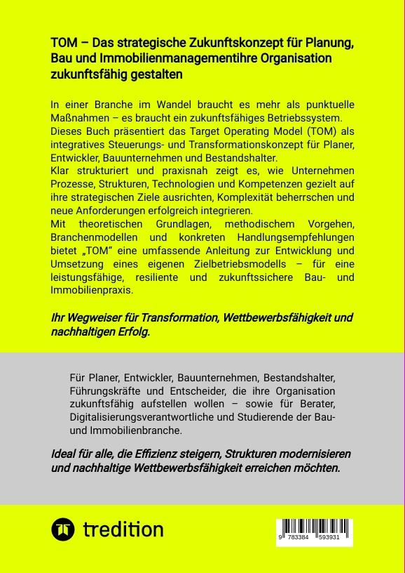 Rückseitencover TOM - Das strategische  Zukunftskonzept  für Planung, Bau und  Immobilienmanagement