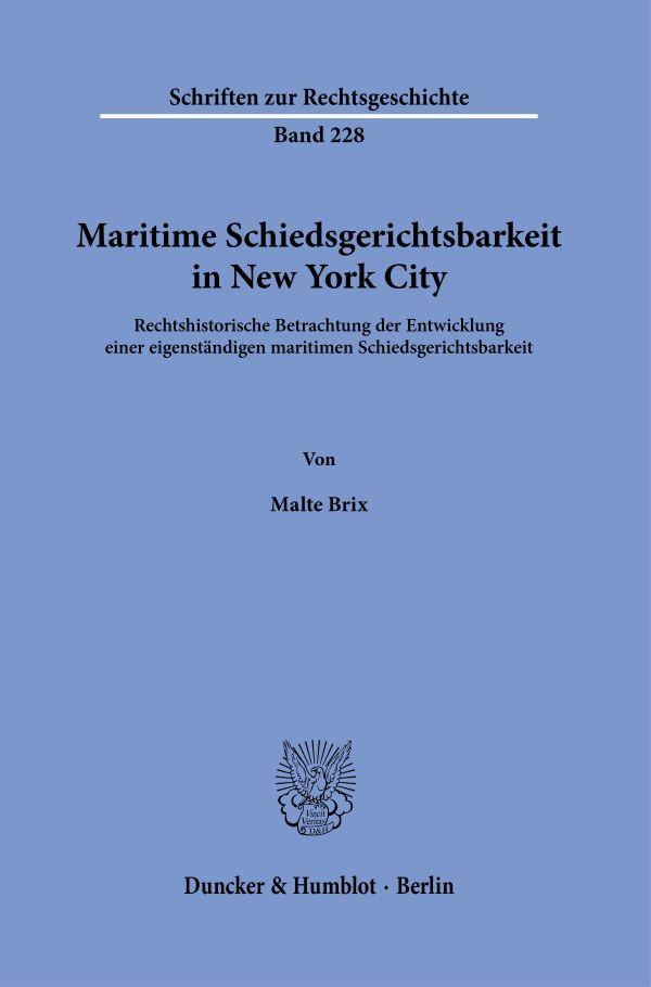 Vorderes Coverbild Maritime Schiedsgerichtsbarkeit in New York City