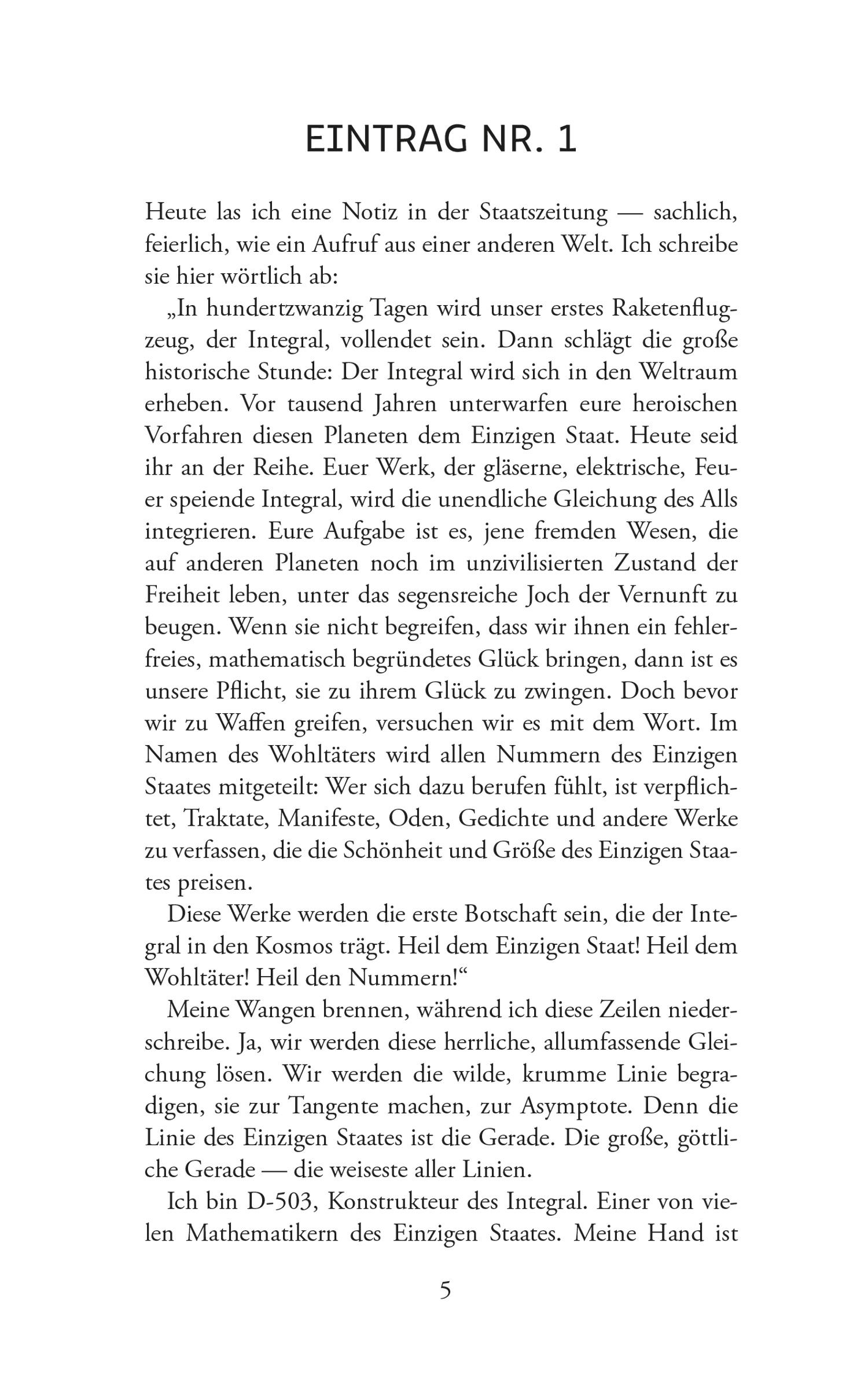 Beispielinhalt (Bild) Wir. Ein dystopischer Roman. Jevgenij Samjatin
