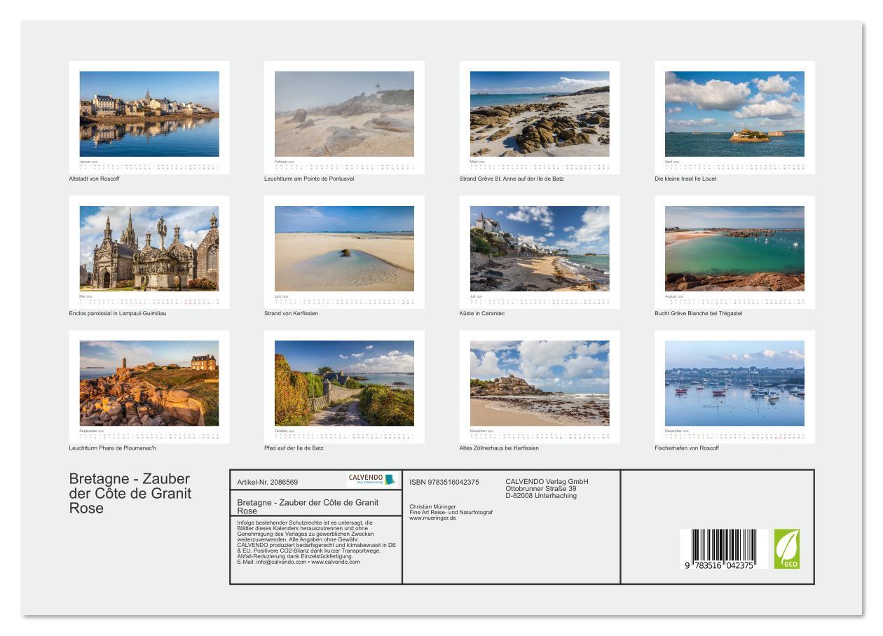 Beispielinhalt (Bild) Bretagne - Zauber der Côte de Granit Rose (Wandkalender 2026 DIN A3 quer), CALVENDO Monatskalender