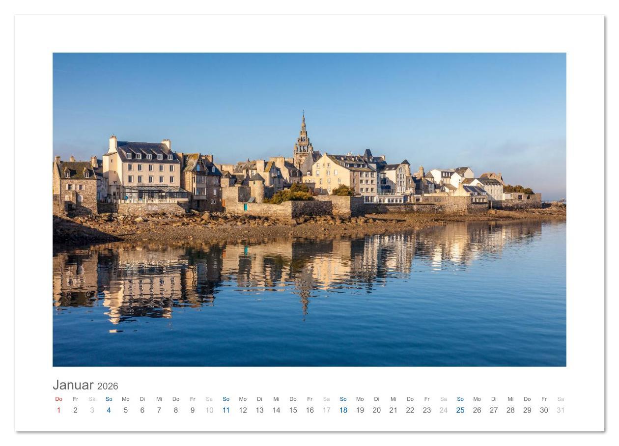 Beispielinhalt (Bild) Bretagne - Zauber der Côte de Granit Rose (Wandkalender 2026 DIN A3 quer), CALVENDO Monatskalender