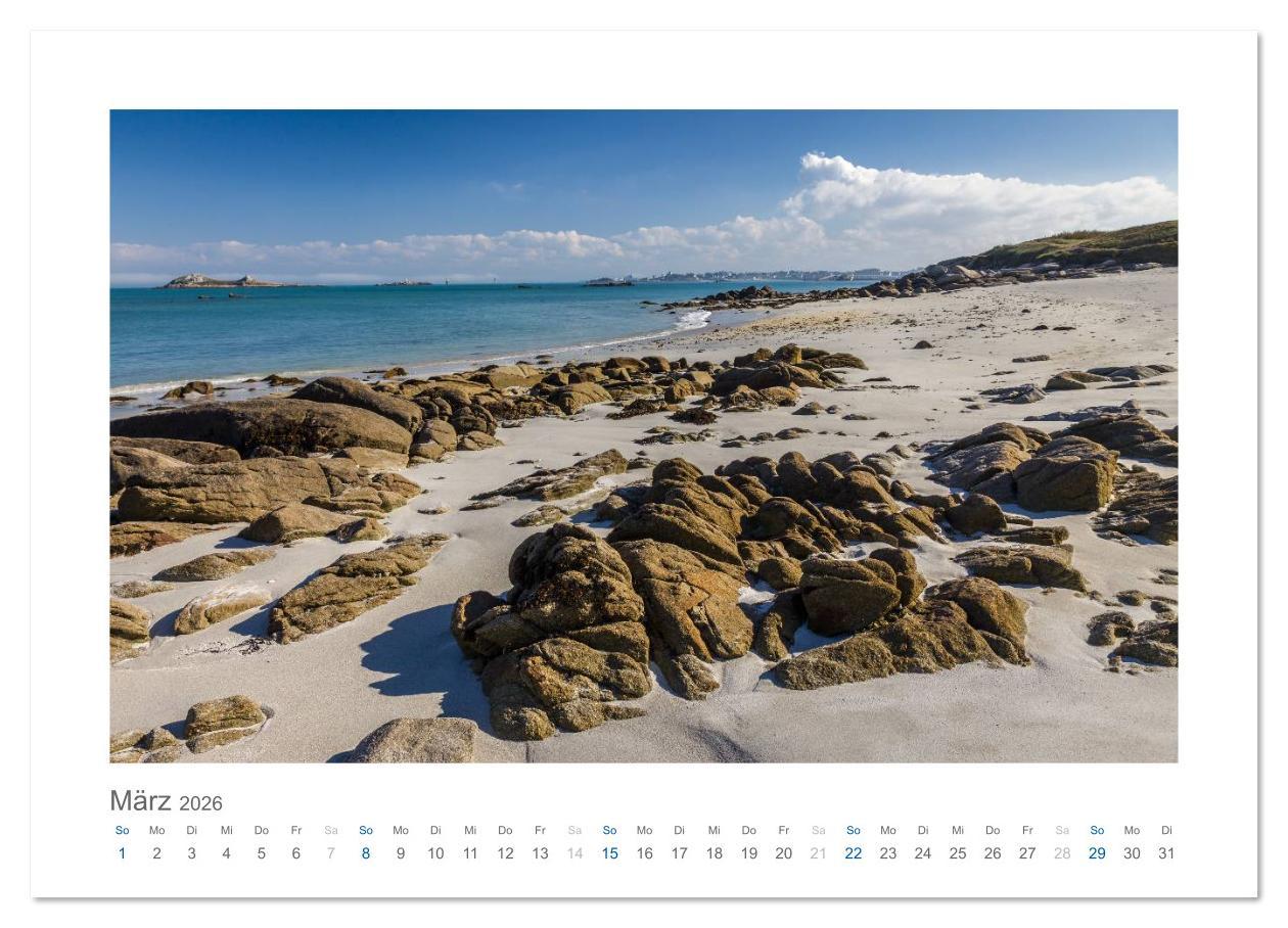Beispielinhalt (Bild) Bretagne - Zauber der Côte de Granit Rose (Wandkalender 2026 DIN A3 quer), CALVENDO Monatskalender