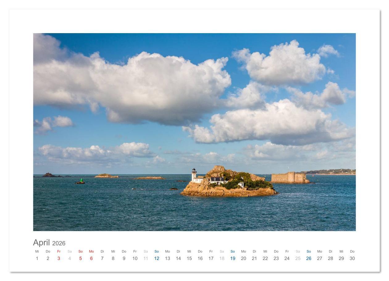 Beispielinhalt (Bild) Bretagne - Zauber der Côte de Granit Rose (Wandkalender 2026 DIN A3 quer), CALVENDO Monatskalender