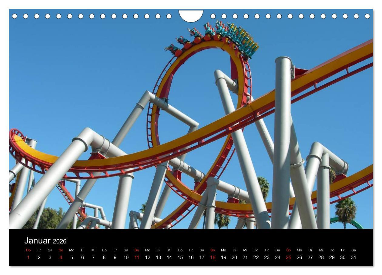 Beispielinhalt (Bild) Made for Fear - Der Achterbahnkalender (Wandkalender 2026 DIN A4 quer), CALVENDO Monatskalender