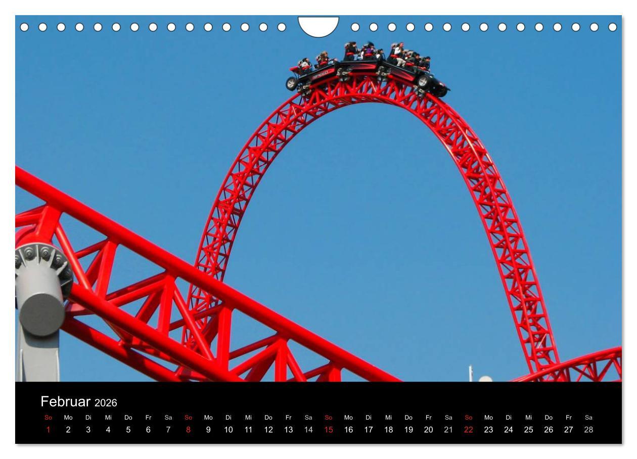 Beispielinhalt (Bild) Made for Fear - Der Achterbahnkalender (Wandkalender 2026 DIN A4 quer), CALVENDO Monatskalender