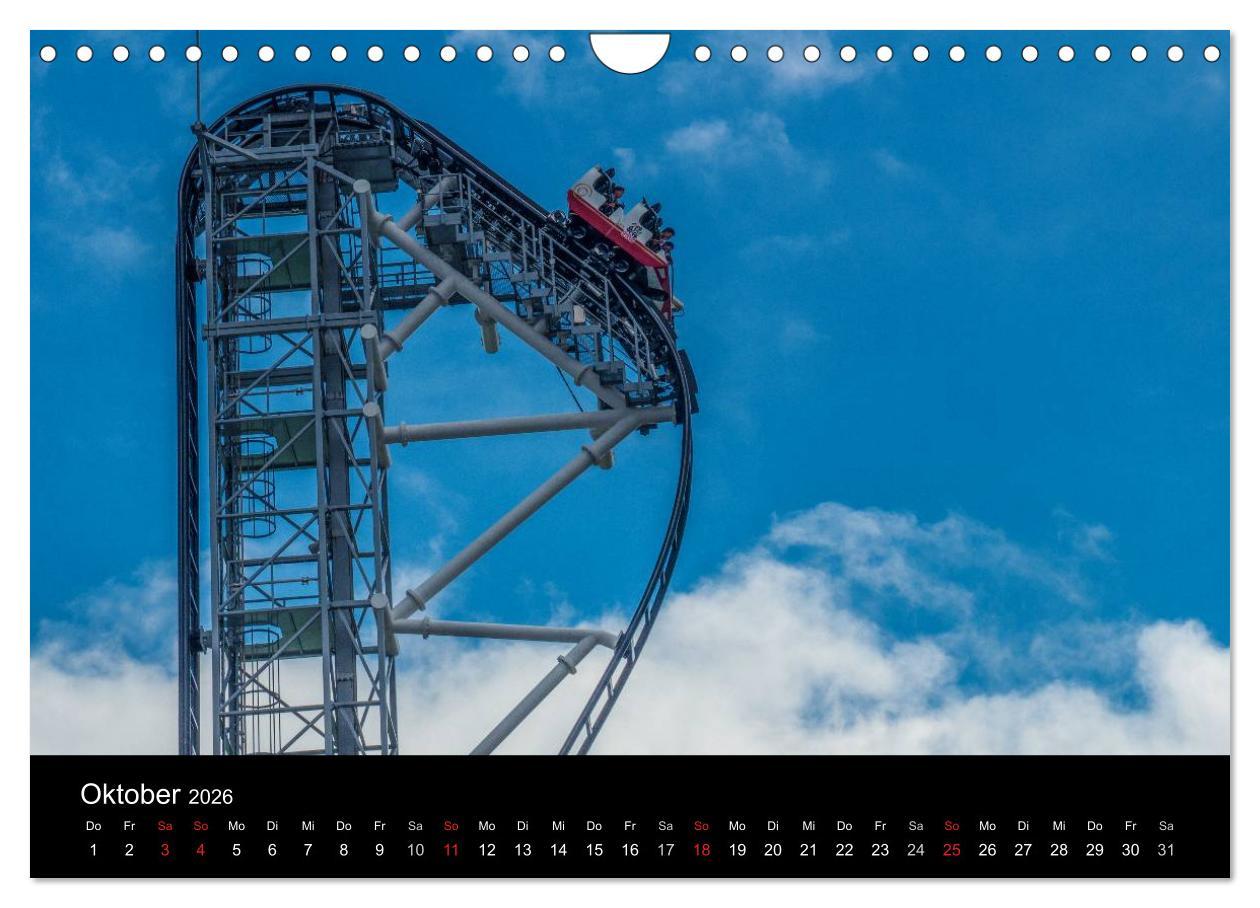 Beispielinhalt (Bild) Made for Fear - Der Achterbahnkalender (Wandkalender 2026 DIN A4 quer), CALVENDO Monatskalender