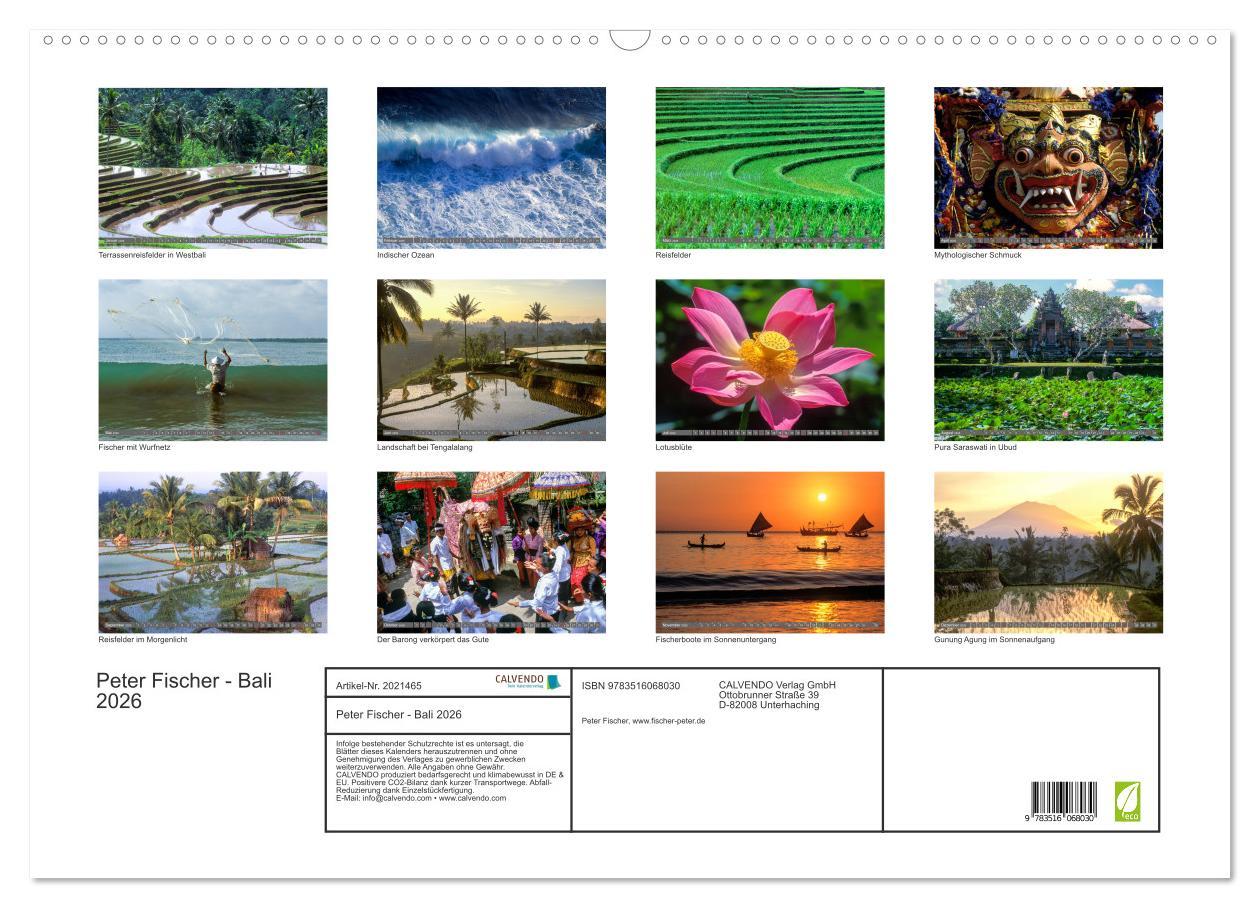 Beispielinhalt (Bild) Peter Fischer - Bali 2026 (Wandkalender 2026 DIN A2 quer), CALVENDO Monatskalender
