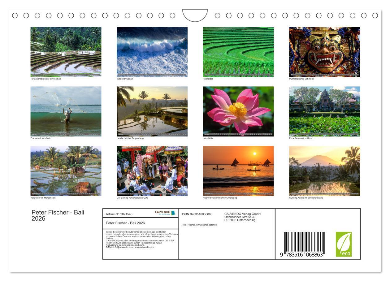 Beispielinhalt (Bild) Peter Fischer - Bali 2026 (Wandkalender 2026 DIN A4 quer), CALVENDO Monatskalender