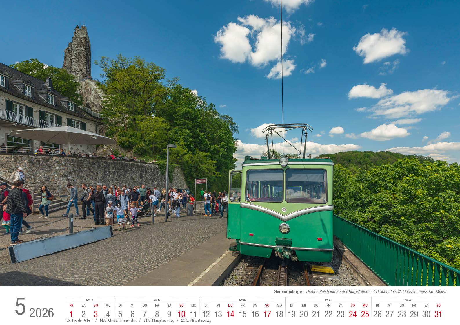 Beispielinhalt (Bild) Siebengebirge 2026 Bildkalender A3 quer, spiralgebunden