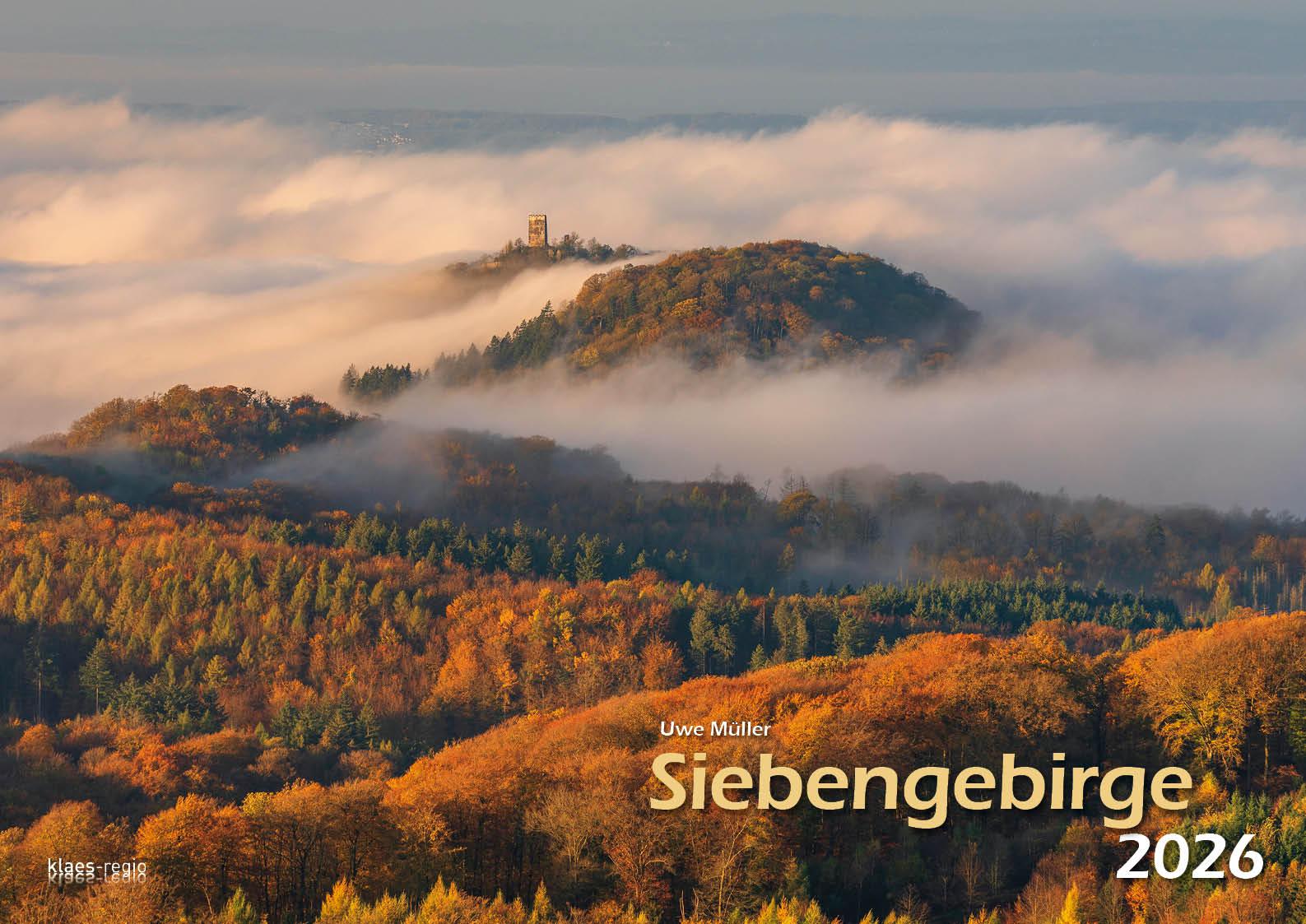 Vorderes Coverbild Siebengebirge 2026 Bildkalender A3 quer, spiralgebunden