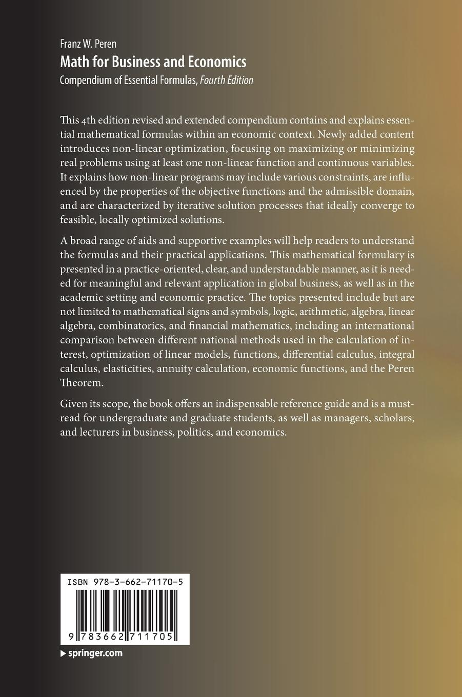 Rückseitencover Math for Business and Economics