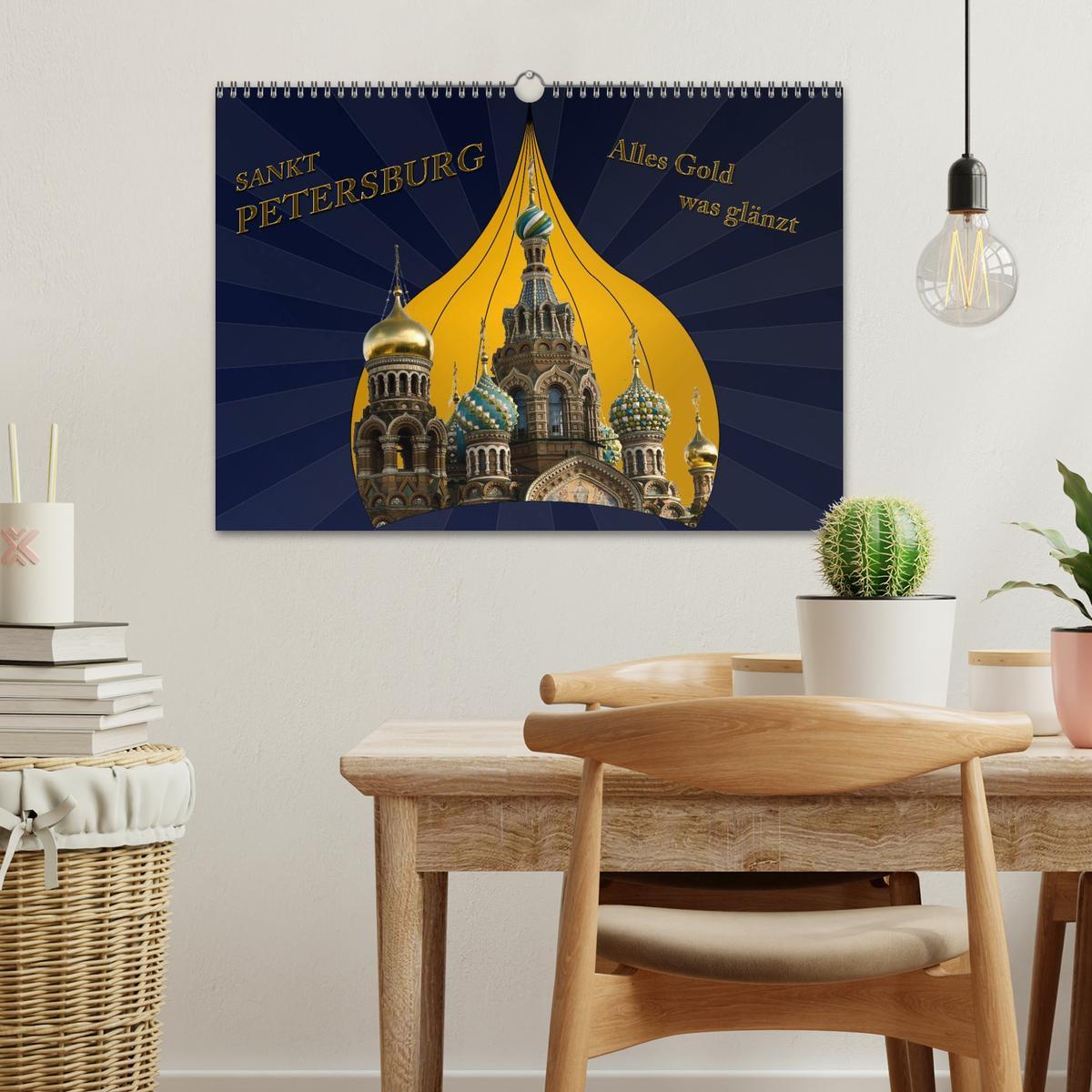 Beispielinhalt (Bild) St. Petersburg - Alles Gold was glänzt (Wandkalender 2026 DIN A3 quer), CALVENDO Monatskalender