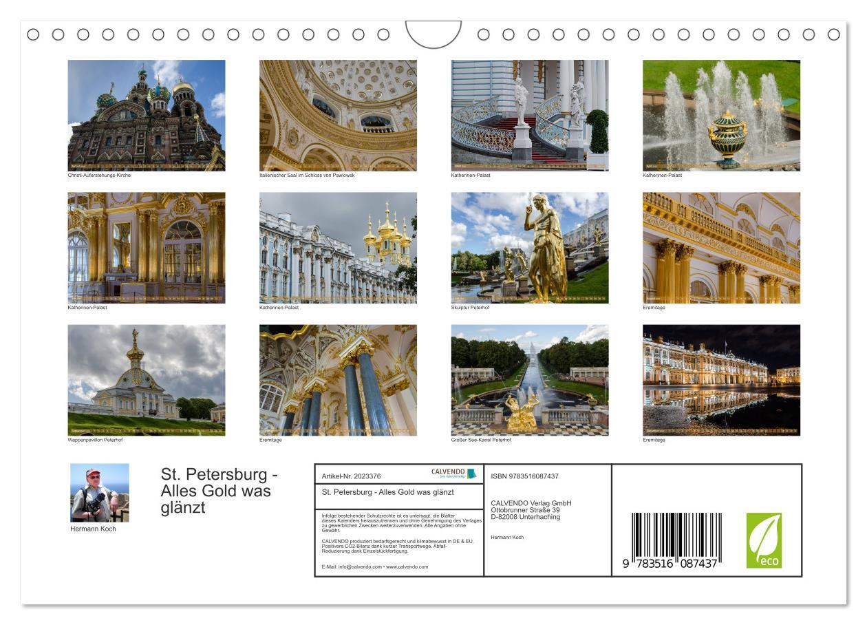 Beispielinhalt (Bild) St. Petersburg - Alles Gold was glänzt (Wandkalender 2026 DIN A4 quer), CALVENDO Monatskalender