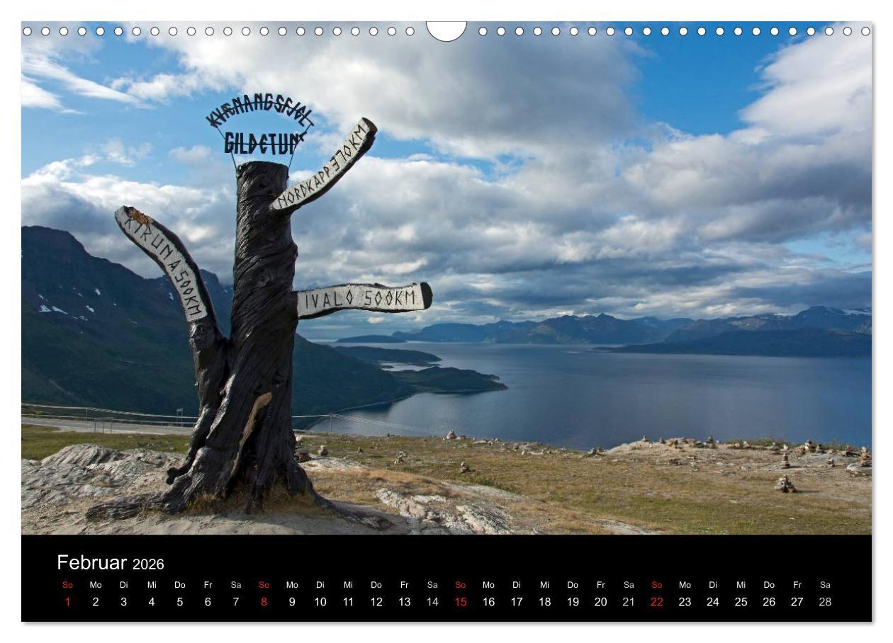 Beispielinhalt (Bild) Landschaften Norwegens zwischen Polarkreis und Nordkap (Wandkalender 2026 DIN A3 quer), CALVENDO Monatskalender