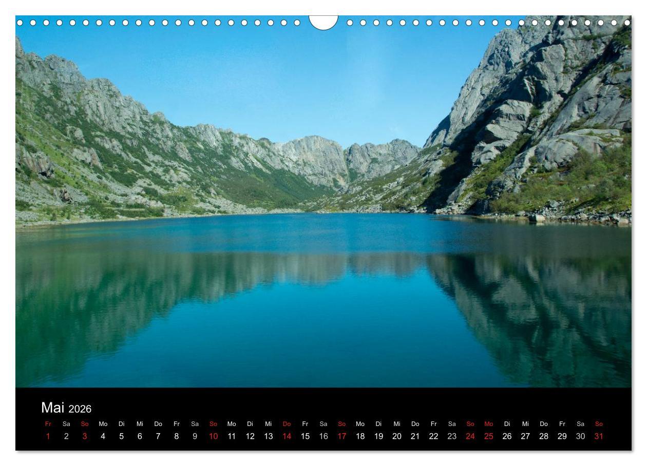 Beispielinhalt (Bild) Landschaften Norwegens zwischen Polarkreis und Nordkap (Wandkalender 2026 DIN A3 quer), CALVENDO Monatskalender