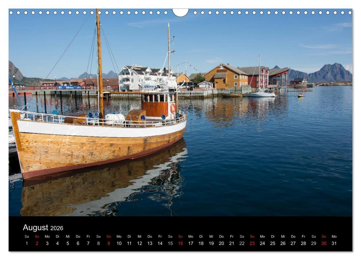Beispielinhalt (Bild) Landschaften Norwegens zwischen Polarkreis und Nordkap (Wandkalender 2026 DIN A3 quer), CALVENDO Monatskalender