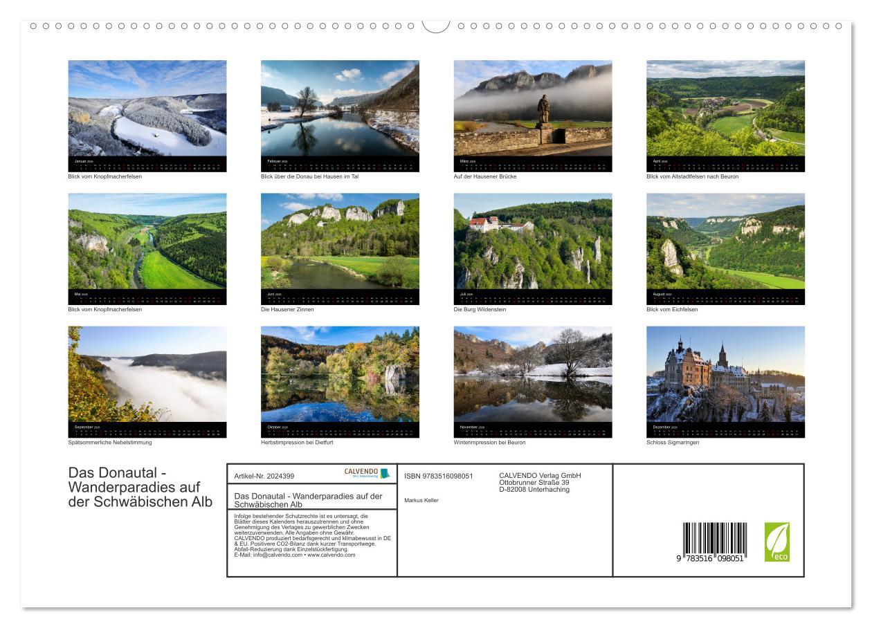 Beispielinhalt (Bild) Das Donautal - Wanderparadies auf der Schwäbischen Alb (hochwertiger Premium Wandkalender 2026 DIN A2 quer), Kunstdruck in Hochglanz
