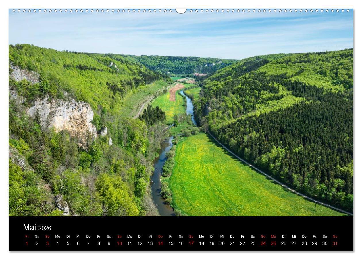 Beispielinhalt (Bild) Das Donautal - Wanderparadies auf der Schwäbischen Alb (hochwertiger Premium Wandkalender 2026 DIN A2 quer), Kunstdruck in Hochglanz