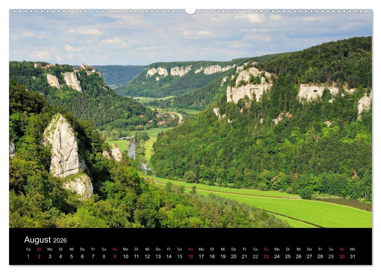 Beispielinhalt (Bild) Das Donautal - Wanderparadies auf der Schwäbischen Alb (hochwertiger Premium Wandkalender 2026 DIN A2 quer), Kunstdruck in Hochglanz