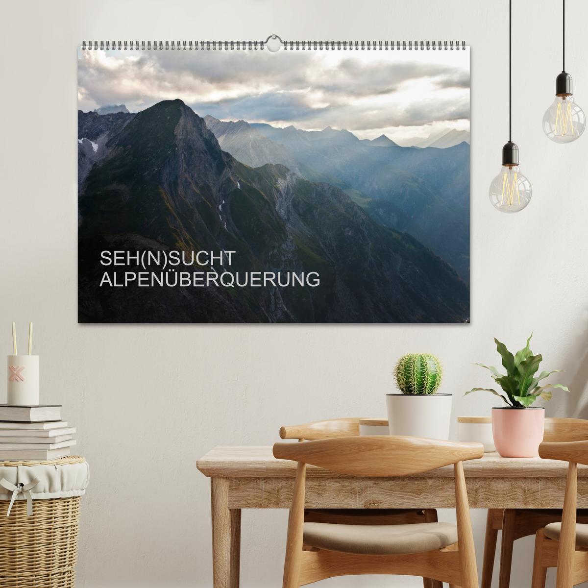 Beispielinhalt (Bild) SEH(N)SUCHT ALPENÜBERQUERUNG (Wandkalender 2026 DIN A2 quer), CALVENDO Monatskalender