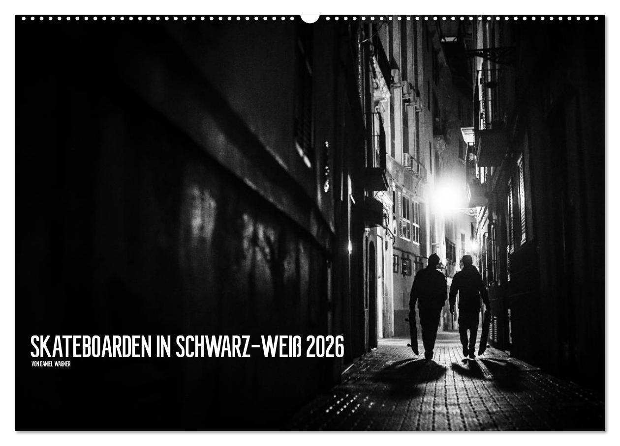 Vorderes Coverbild Skateboarden in Schwarz-Weiß (Wandkalender 2026 DIN A2 quer), CALVENDO Monatskalender