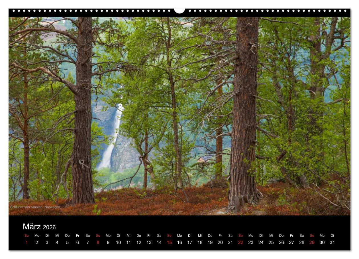 Beispielinhalt (Bild) Naturwucht Skandinavien (hochwertiger Premium Wandkalender 2026 DIN A2 quer), Kunstdruck in Hochglanz