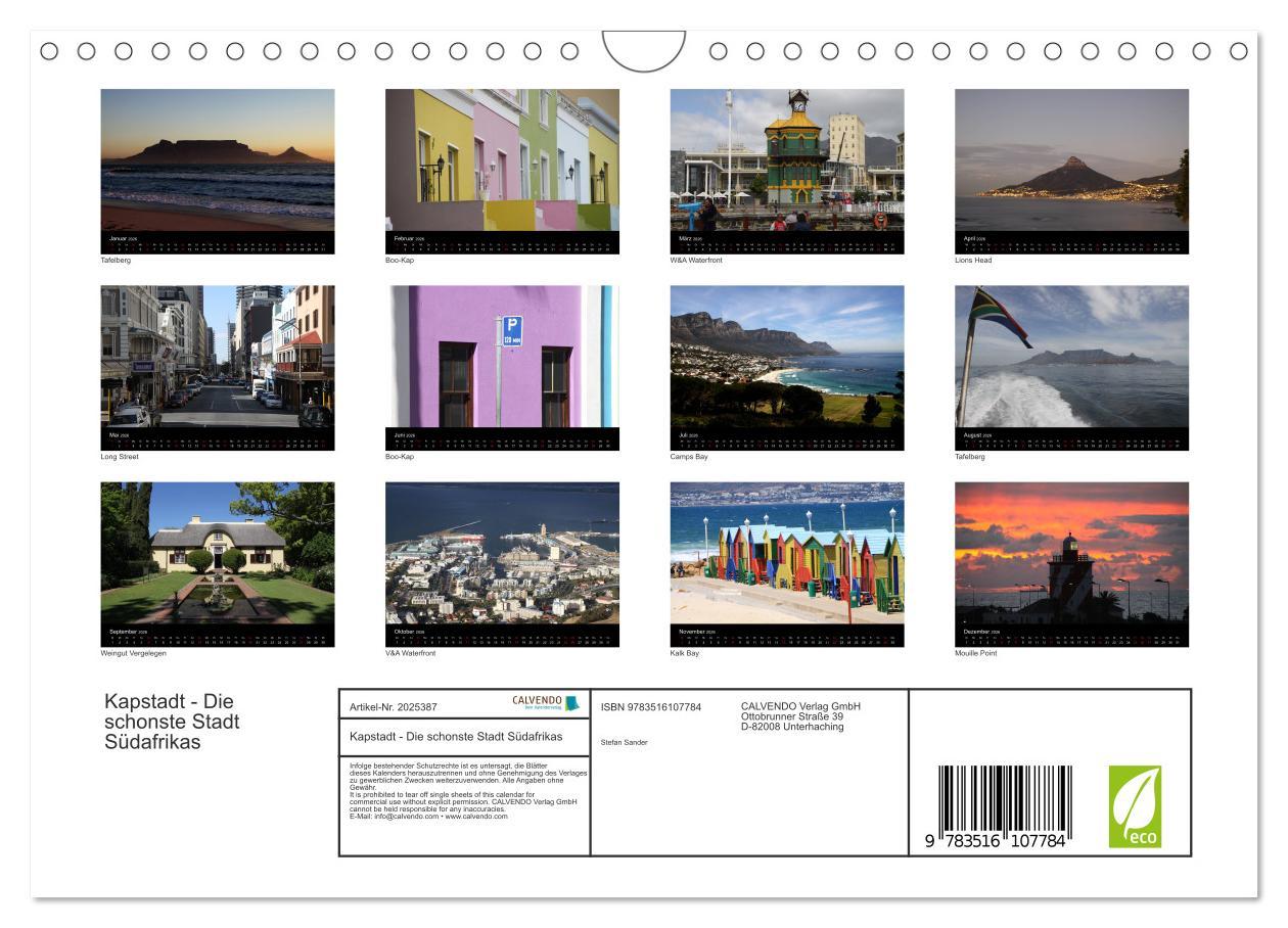 Beispielinhalt (Bild) Kapstadt - Die schonste Stadt Südafrikas (Wandkalender 2026 DIN A4 quer), CALVENDO Monatskalender