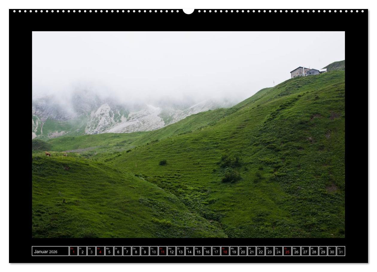 Beispielinhalt (Bild) SEH(N)SUCHT ALPENÜBERQUERUNG (hochwertiger Premium Wandkalender 2026 DIN A2 quer), Kunstdruck in Hochglanz