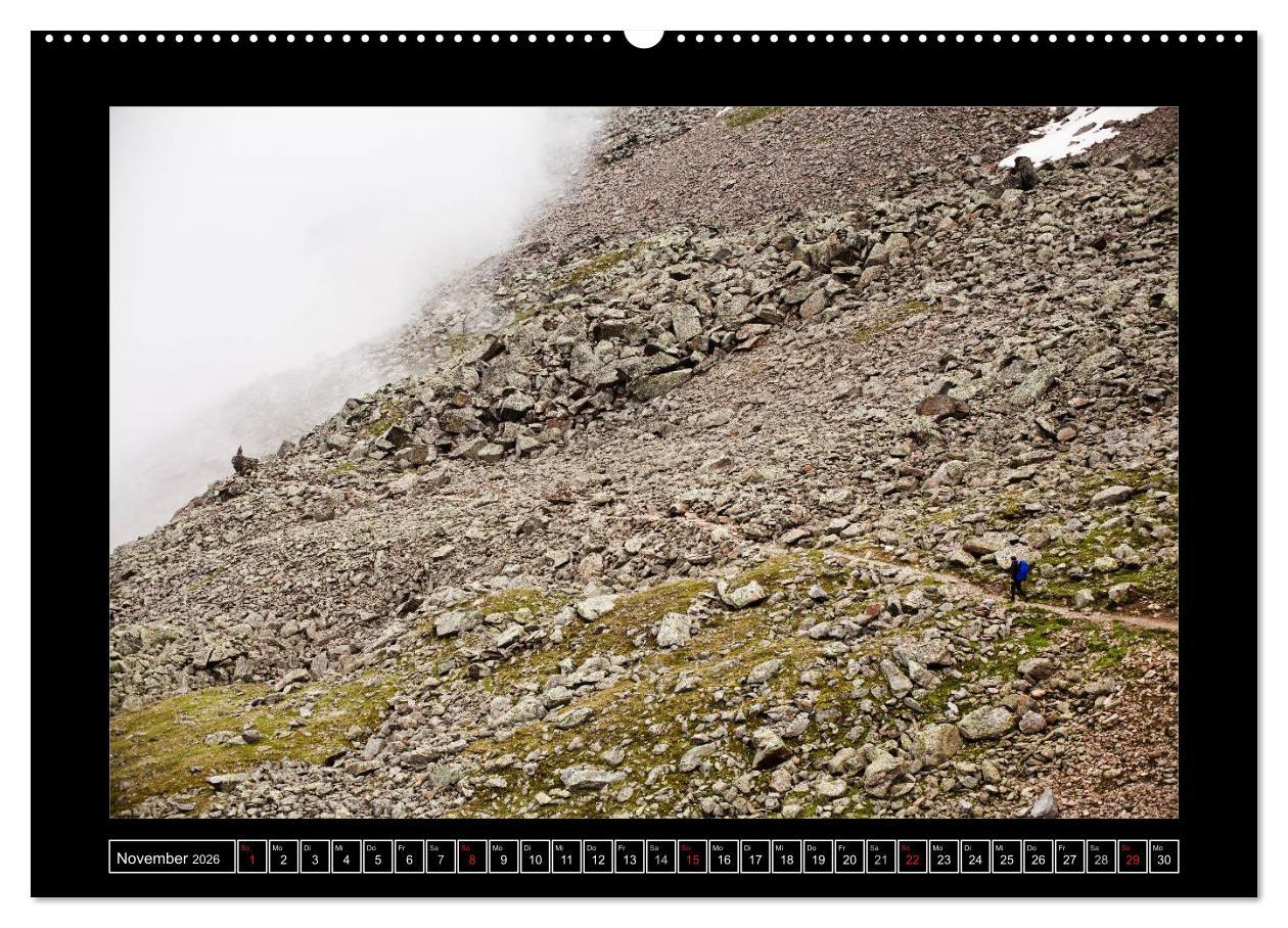 Beispielinhalt (Bild) SEH(N)SUCHT ALPENÜBERQUERUNG (hochwertiger Premium Wandkalender 2026 DIN A2 quer), Kunstdruck in Hochglanz