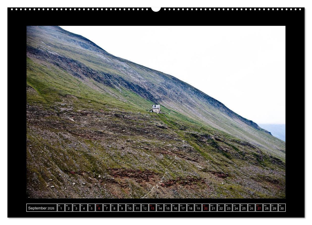 Beispielinhalt (Bild) SEH(N)SUCHT ALPENÜBERQUERUNG (hochwertiger Premium Wandkalender 2026 DIN A2 quer), Kunstdruck in Hochglanz