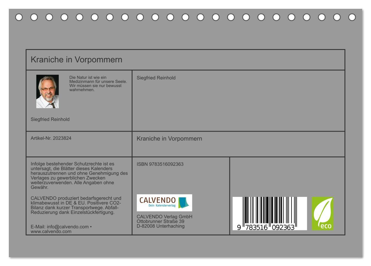 Beispielinhalt (Bild) Kraniche in Vorpommern (Tischkalender 2026 DIN A5 quer), CALVENDO Monatskalender