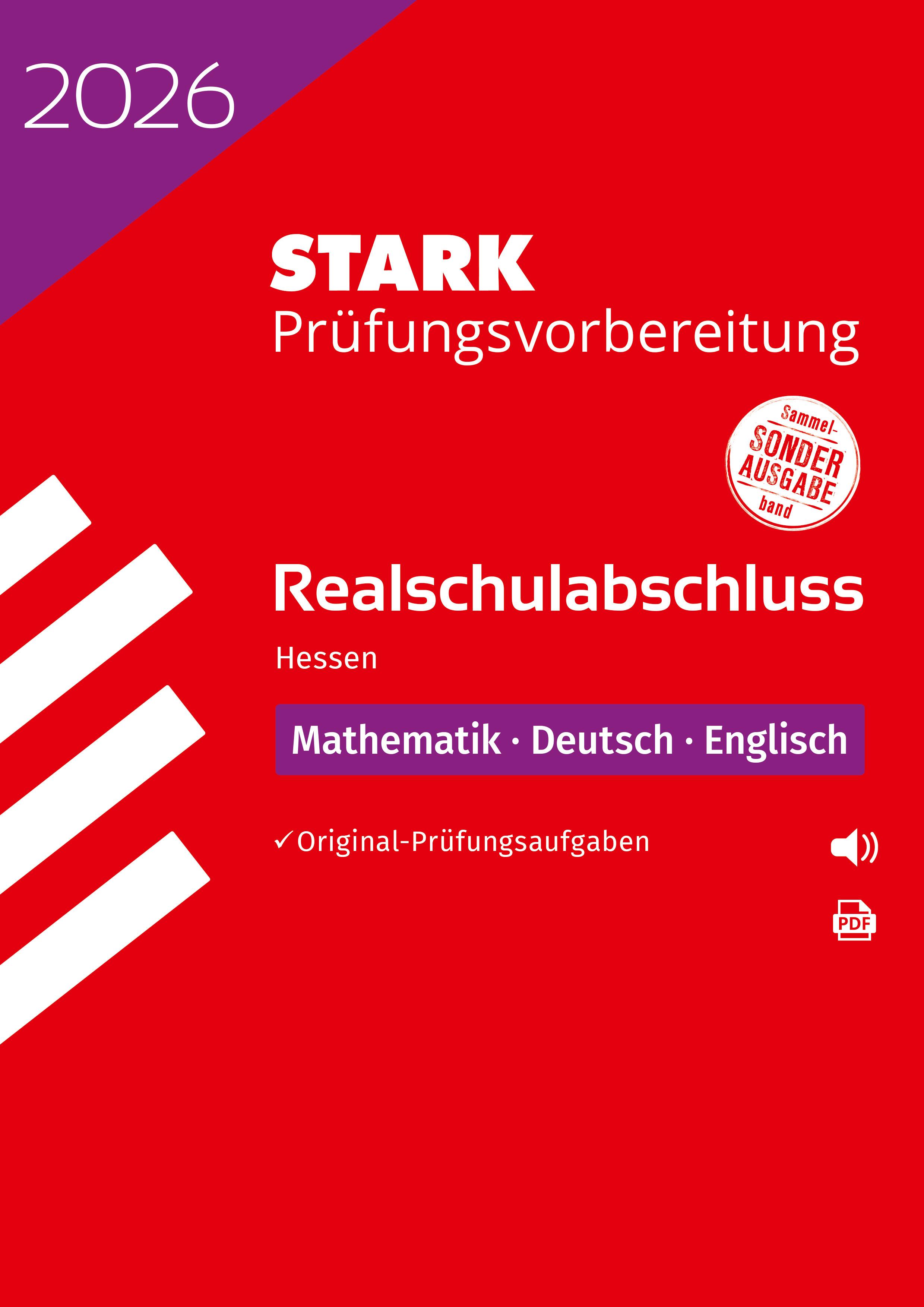 Vorderes Coverbild STARK Mathematik, Deutsch, Englisch - Realschulabschluss 2026 Hessen - Prüfungsvorbereitung