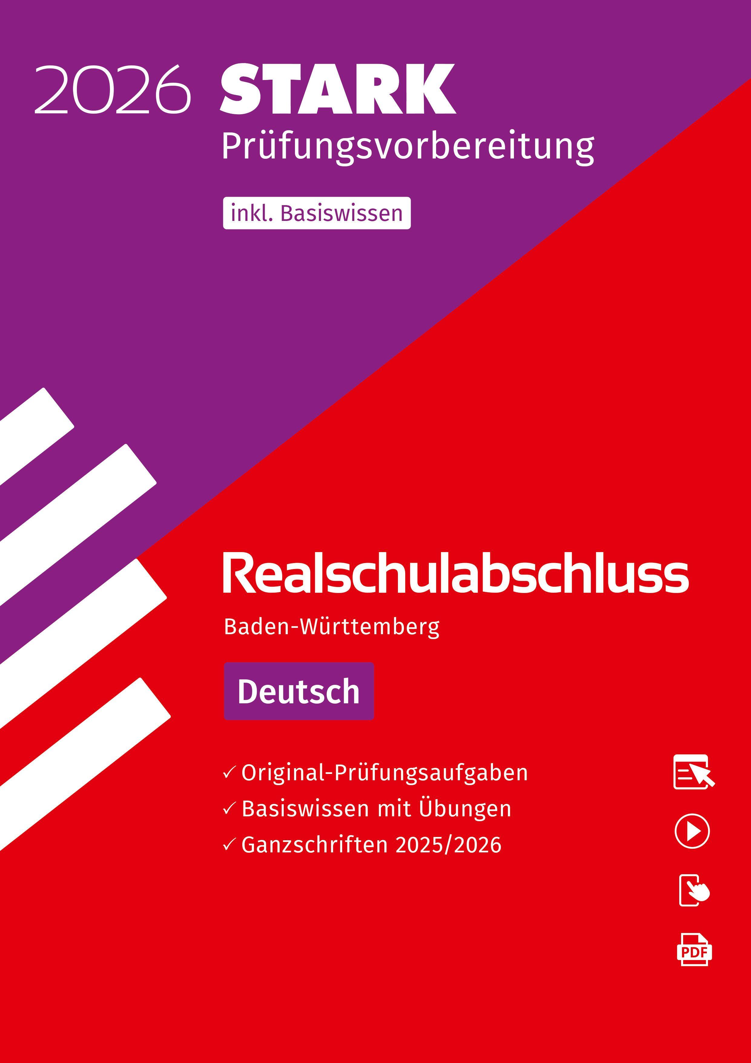 Vorderes Coverbild STARK Deutsch - Realschulabschluss 2026 BW - Prüfungsvorbereitung inkl. Basistraining