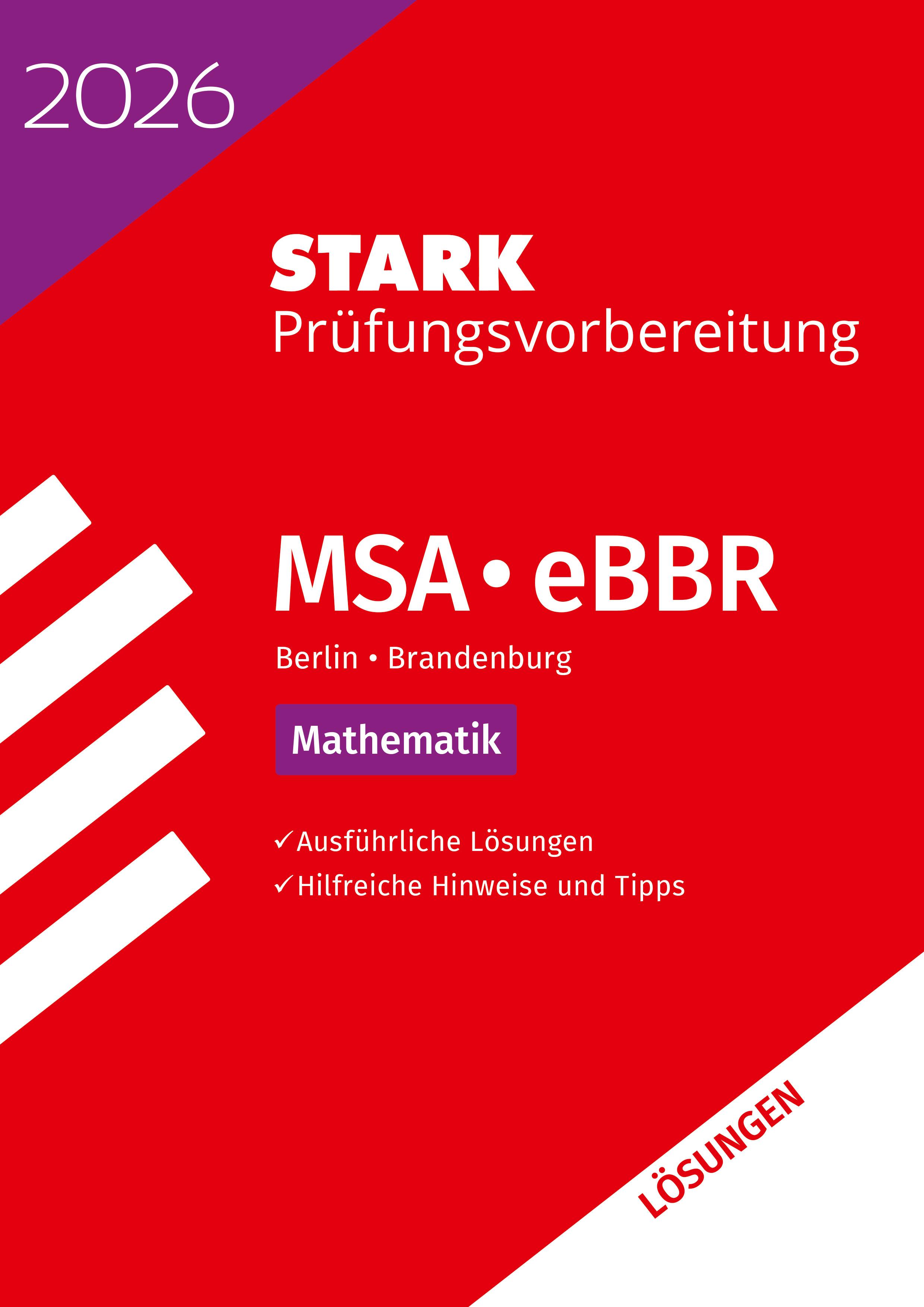 Vorderes Coverbild STARK Lösungen zu Mathematik - MSA/eBBR 2026 Berlin/Brandenburg - Prüfungsvorbereitung