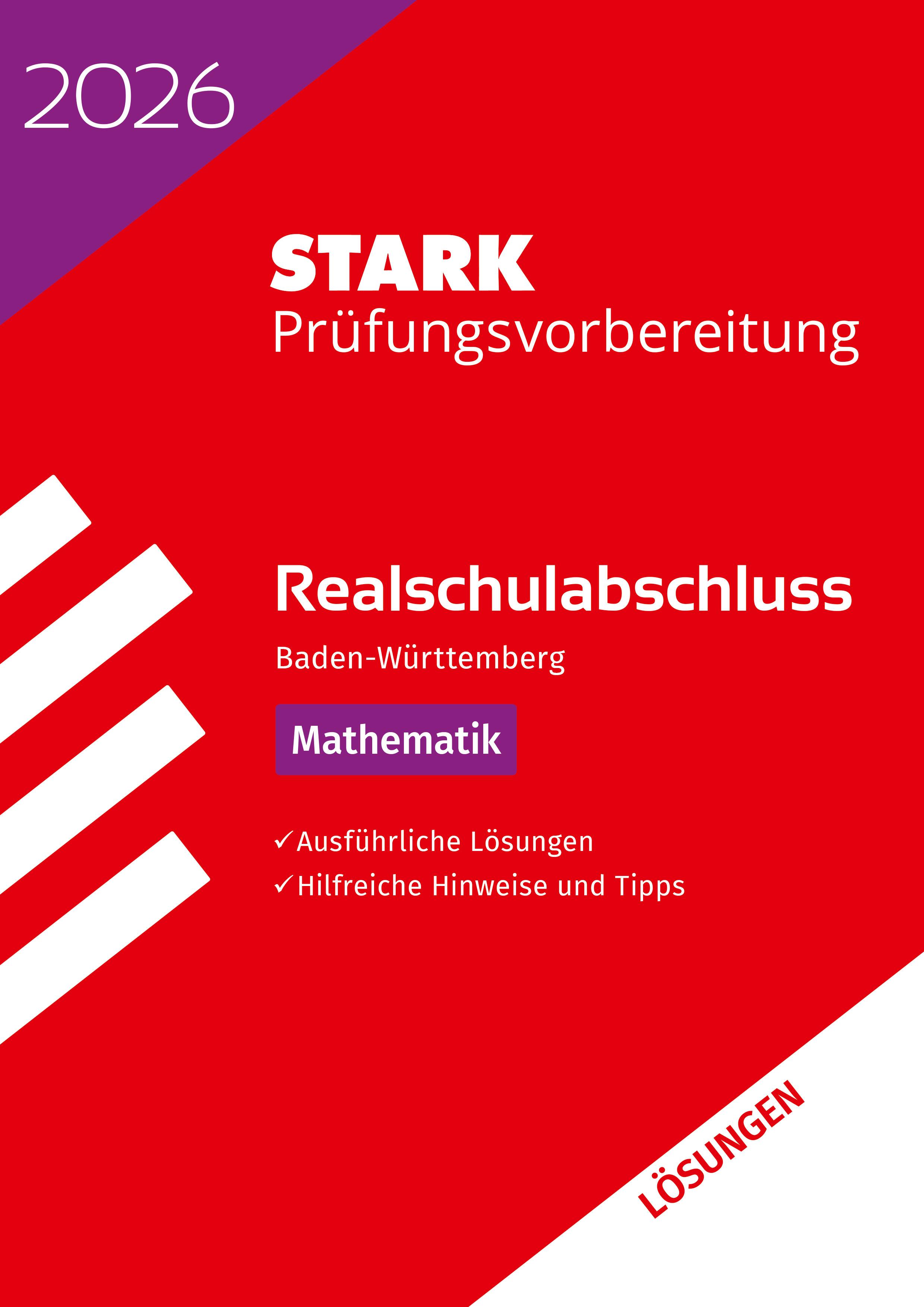 Vorderes Coverbild STARK Lösungen zu Mathematik - Realschulabschluss 2026 BW - Prüfungsvorbereitung inkl. Basistraining
