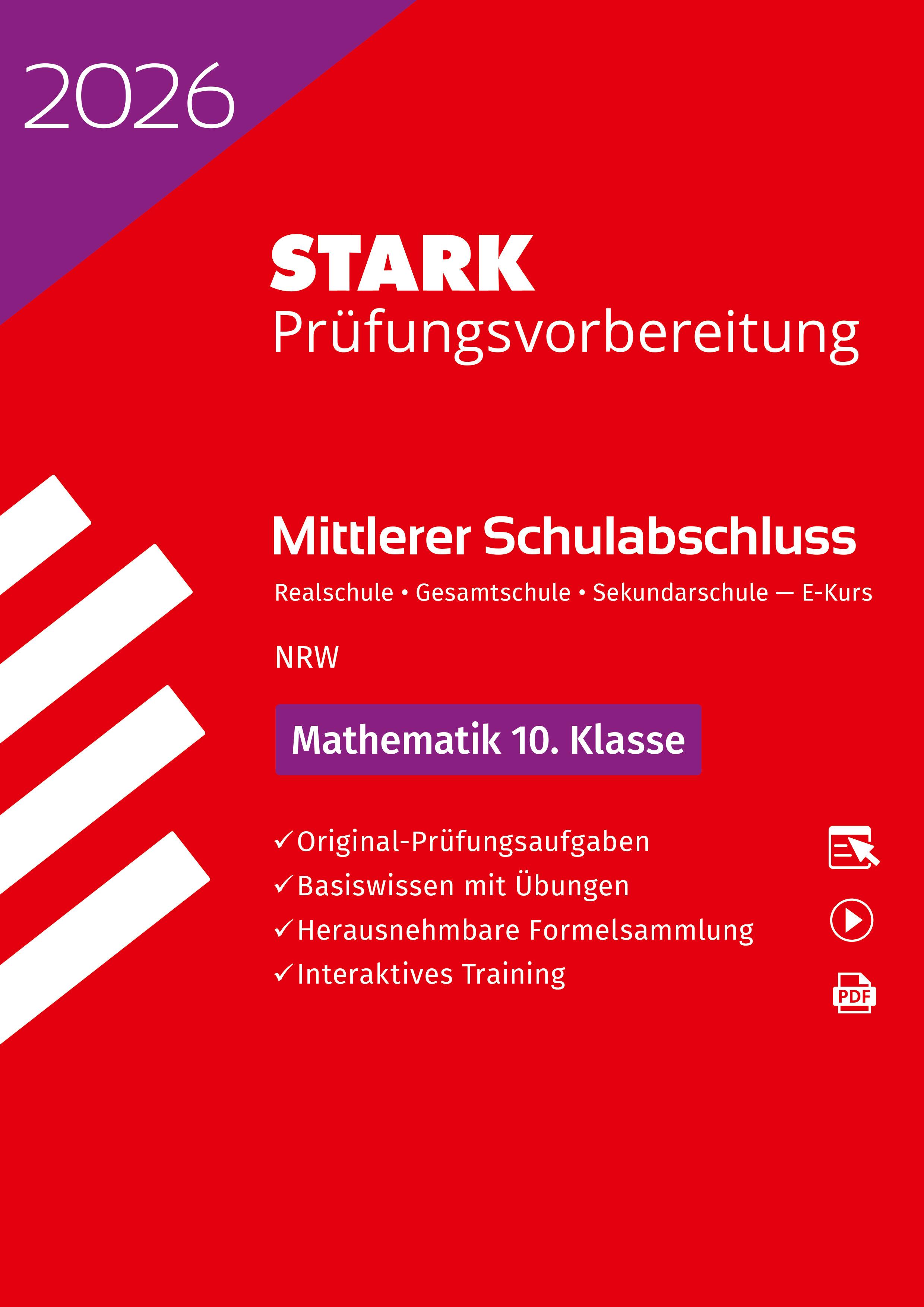 Vorderes Coverbild STARK Mathematik E-Kurs - Mittlerer Schulabschluss (MSA) 2026 NRW Realschule/Gesamtschule/Sekundarschule - Prüfungsvorbereitung