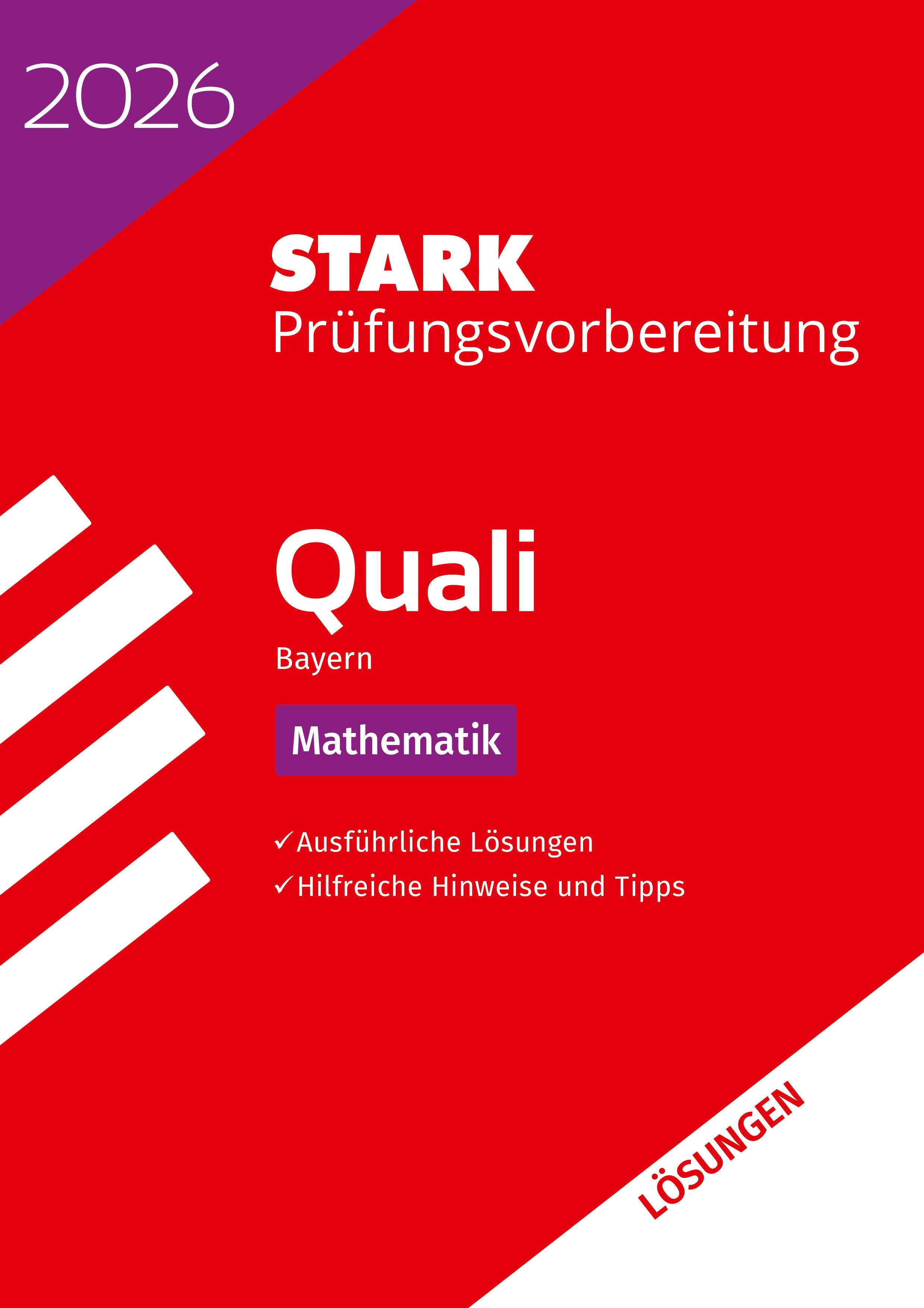 Vorderes Coverbild STARK Lösungen zu Mathematik 9. Klasse - Quali Mittelschule 2026 Bayern - Prüfungsvorbereitung