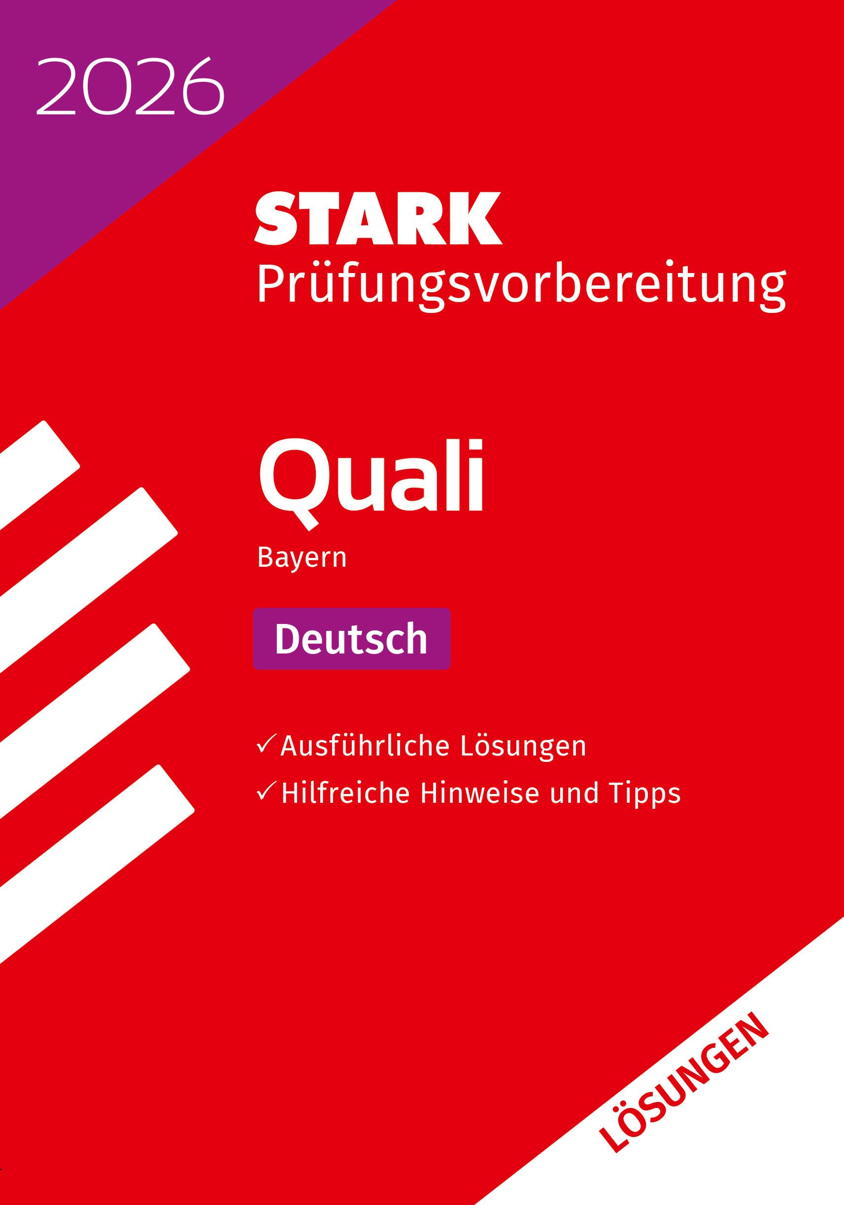 Vorderes Coverbild STARK Lösungen zu Deutsch 9. Klasse - Quali Mittelschule 2026 Bayern - Prüfungsvorbereitung