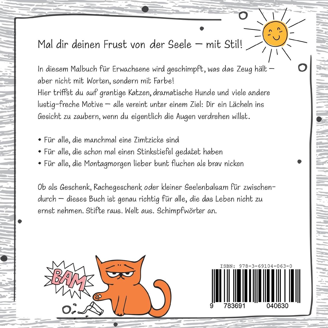 Rückseitencover Das frechste Schimpfwörter-Malbuch für charmant genervte Erwachsene