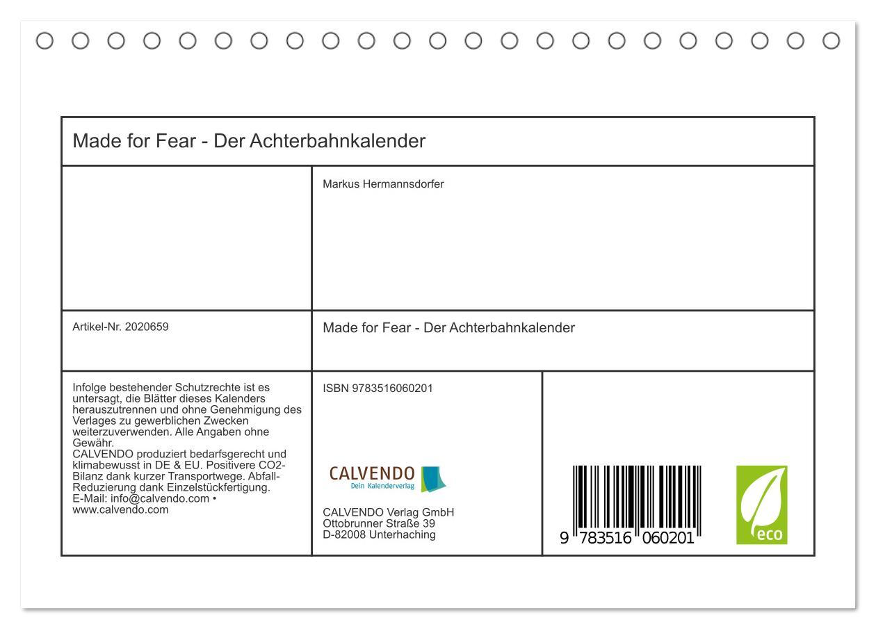 Beispielinhalt (Bild) Made for Fear - Der Achterbahnkalender (Tischkalender 2026 DIN A5 quer), CALVENDO Monatskalender