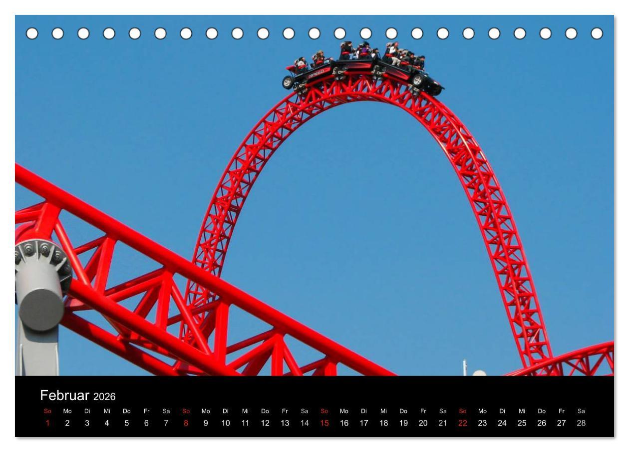 Beispielinhalt (Bild) Made for Fear - Der Achterbahnkalender (Tischkalender 2026 DIN A5 quer), CALVENDO Monatskalender