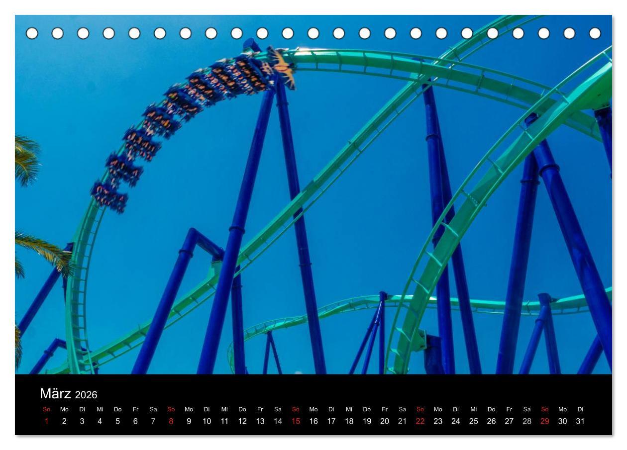 Beispielinhalt (Bild) Made for Fear - Der Achterbahnkalender (Tischkalender 2026 DIN A5 quer), CALVENDO Monatskalender