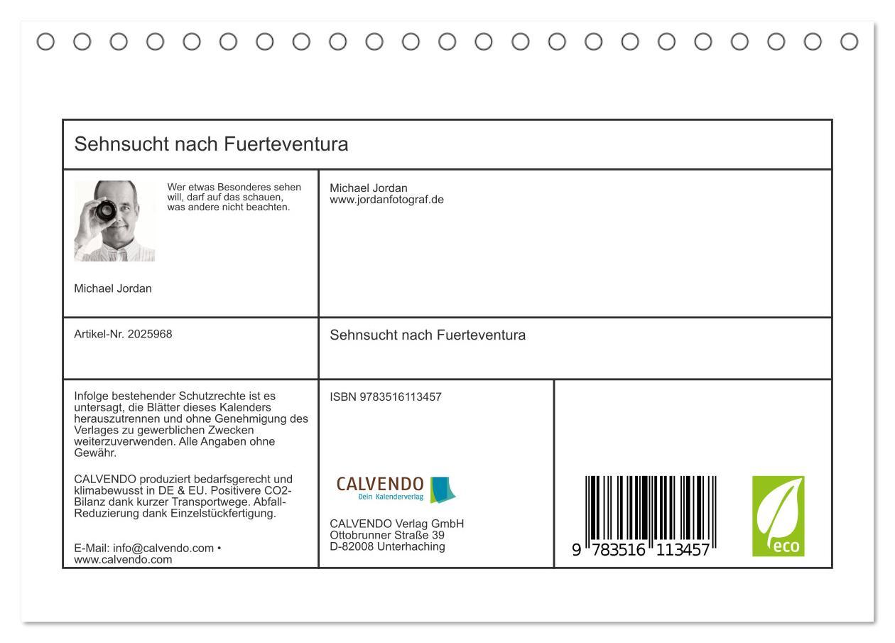 Beispielinhalt (Bild) Sehnsucht nach Fuerteventura (Tischkalender 2026 DIN A5 quer), CALVENDO Monatskalender