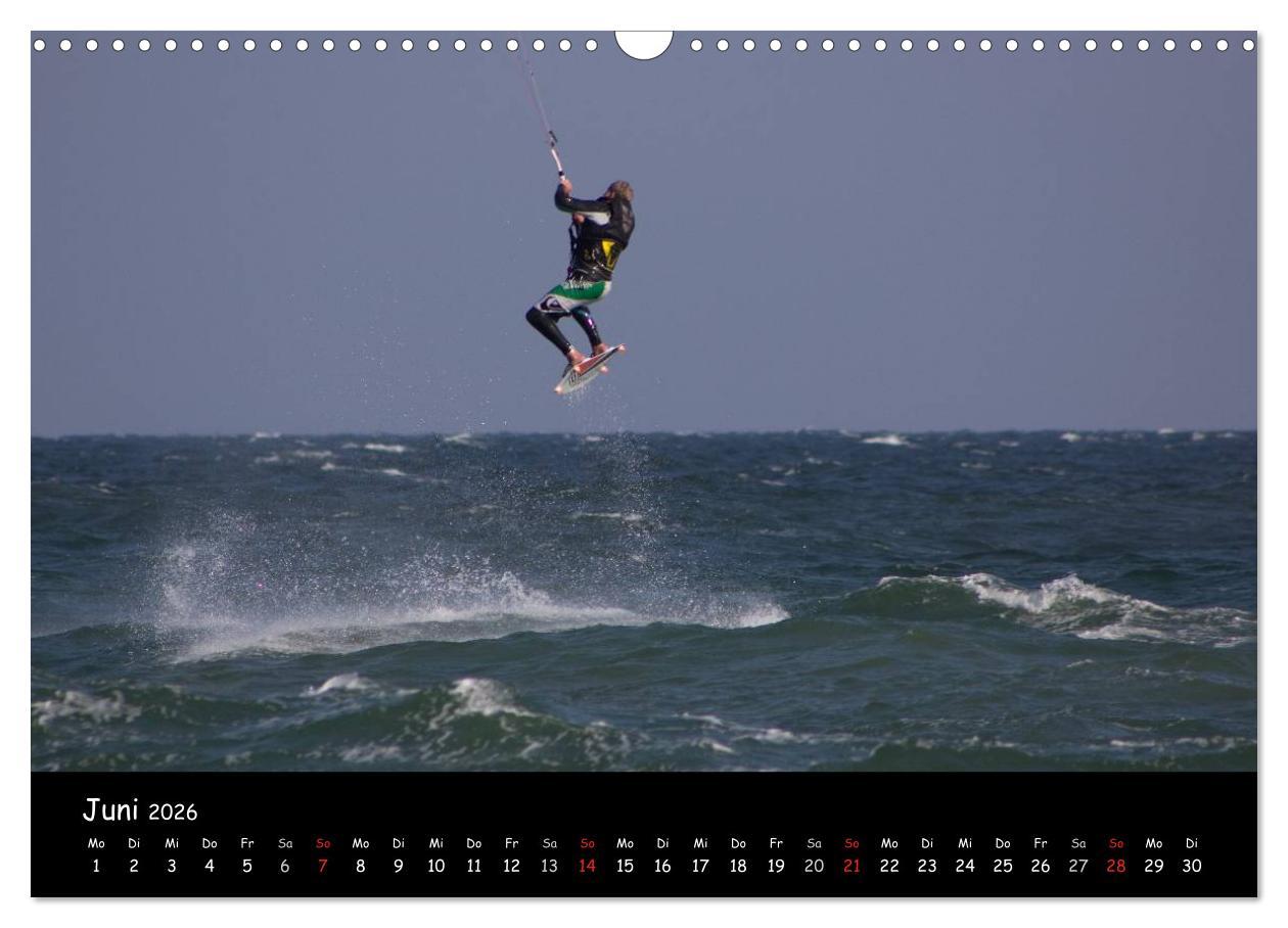 Beispielinhalt (Bild) Kitesurfen - Faszination auf dem Wasser (Wandkalender 2026 DIN A3 quer), CALVENDO Monatskalender