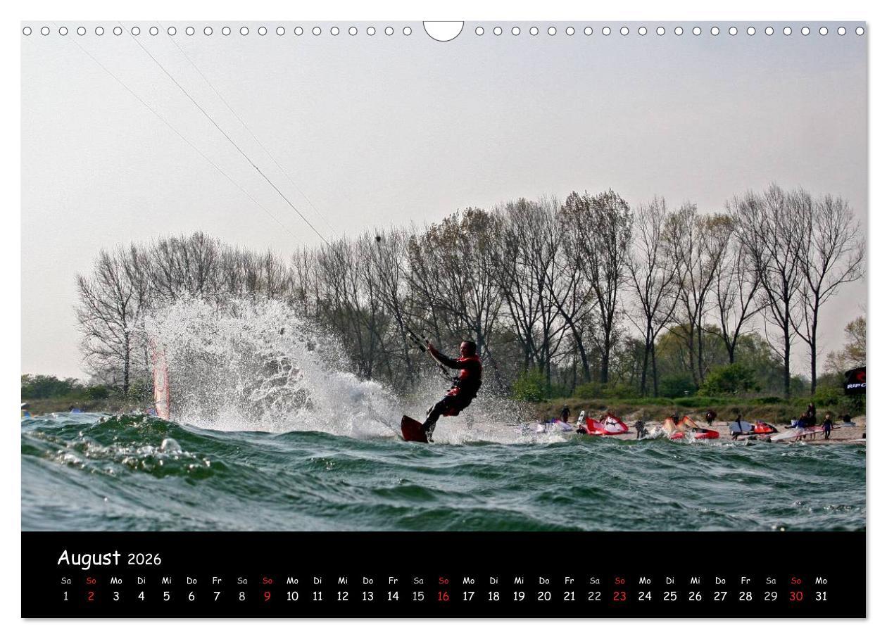 Beispielinhalt (Bild) Kitesurfen - Faszination auf dem Wasser (Wandkalender 2026 DIN A3 quer), CALVENDO Monatskalender
