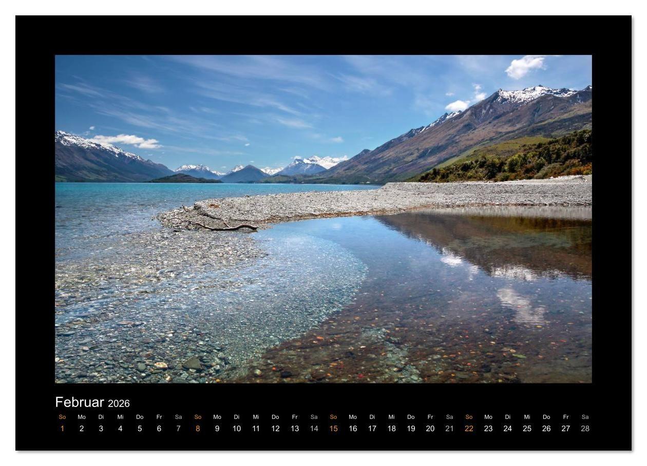 Beispielinhalt (Bild) Neuseeland - Wunderwelt der Natur (Wandkalender 2026 DIN A3 quer), CALVENDO Monatskalender