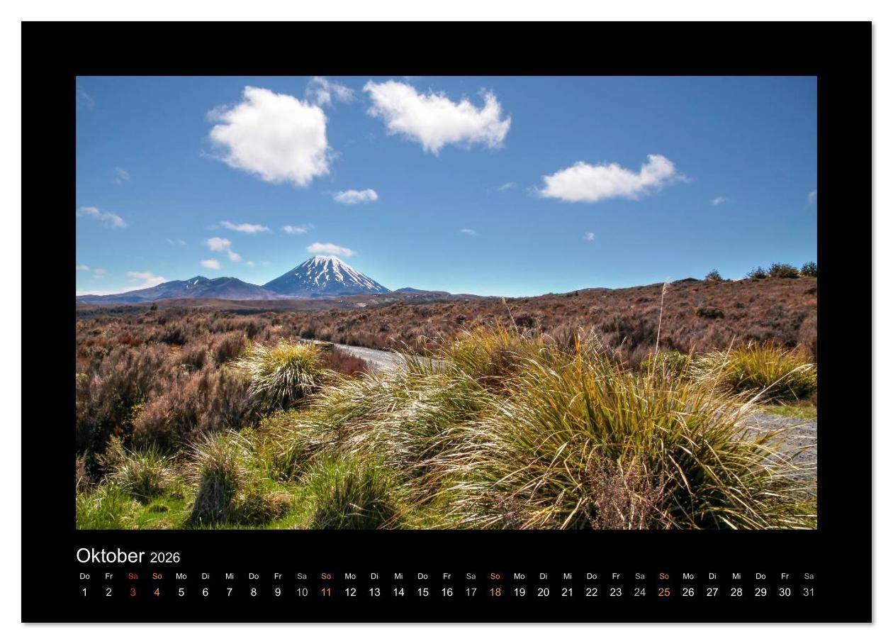 Beispielinhalt (Bild) Neuseeland - Wunderwelt der Natur (Wandkalender 2026 DIN A3 quer), CALVENDO Monatskalender