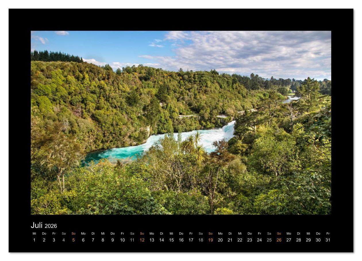 Beispielinhalt (Bild) Neuseeland - Wunderwelt der Natur (Wandkalender 2026 DIN A3 quer), CALVENDO Monatskalender