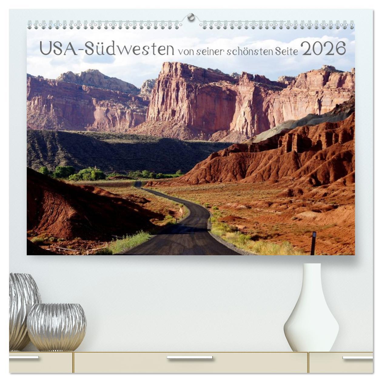 Vorderes Coverbild USA-Südwesten von seiner schönsten Seite 2026 (hochwertiger Premium Wandkalender 2026 DIN A2 quer), Kunstdruck in Hochglanz