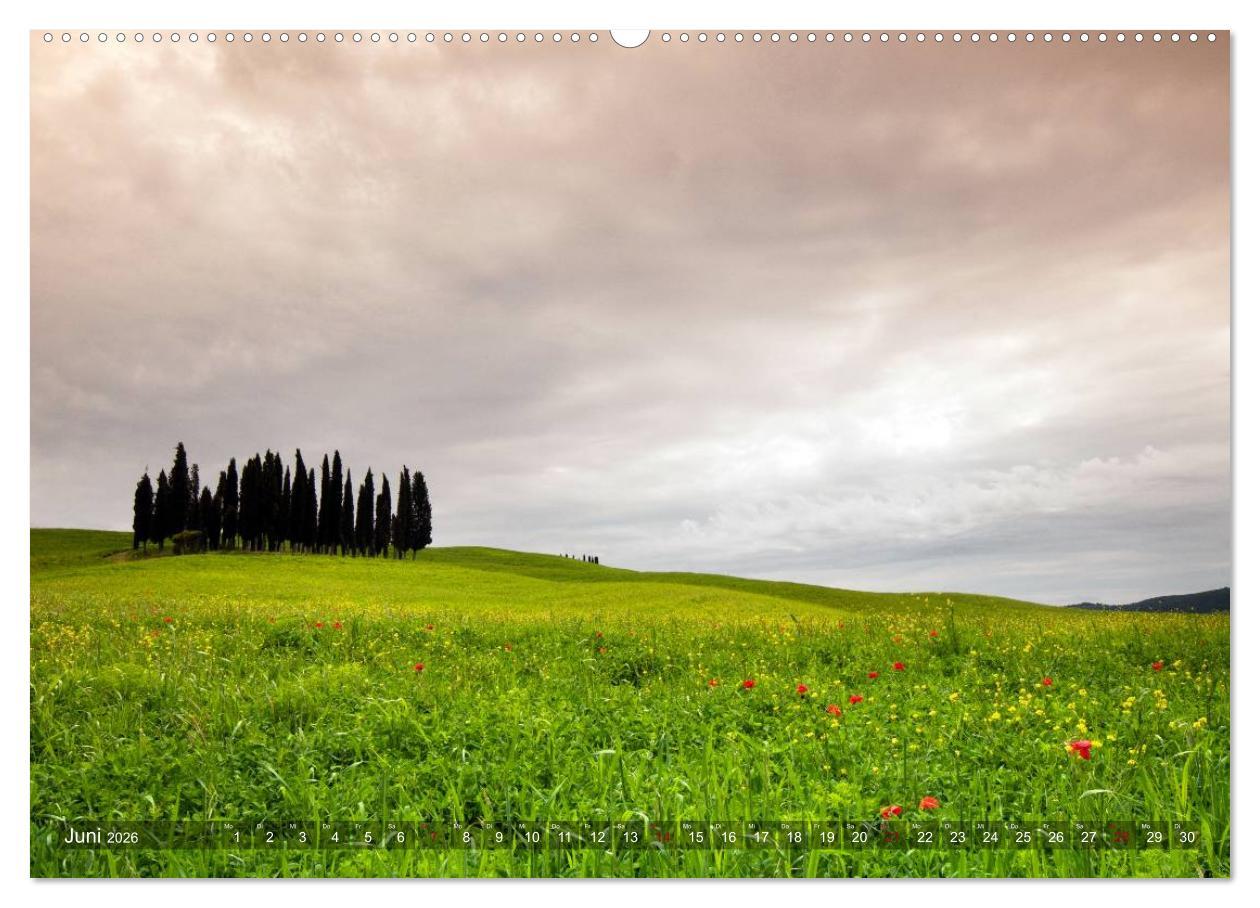 Beispielinhalt (Bild) TOSKANA Im Land der Zypressen (hochwertiger Premium Wandkalender 2026 DIN A2 quer), Kunstdruck in Hochglanz